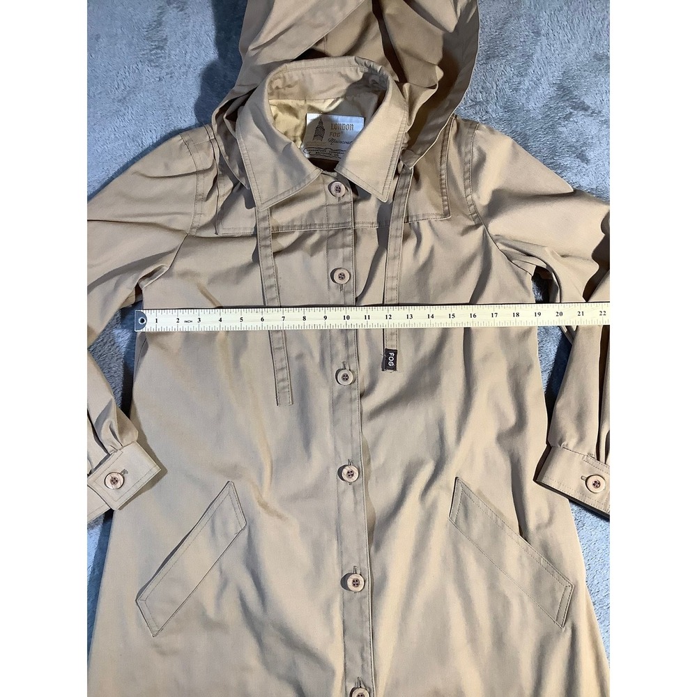 London Fog Vintage Maincoats Hooded Raincoat Tan Beige Women's 10 Regular - Picture 7 of 11
